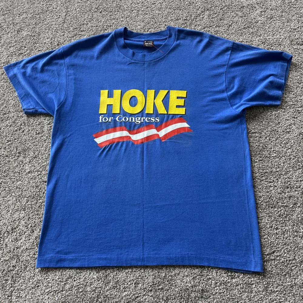 Vintage Fruit Of The Loom Hoke For Congress Shirt Mens XL Blue Tee T-Shirt